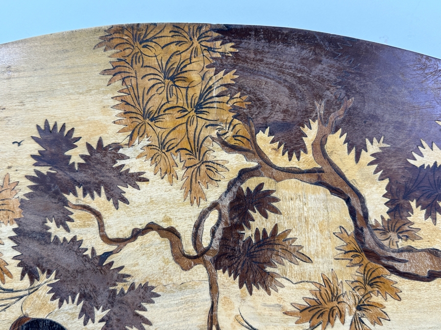 Stunning Wooden Inlay Marquetry Indian Wall Plaque 35W X 24H [Photo 10]