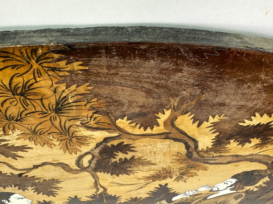 Stunning Wooden Inlay Marquetry Indian Wall Plaque 35W X 24H [Photo 12]