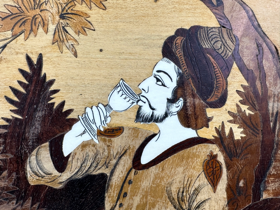 Stunning Wooden Inlay Marquetry Indian Wall Plaque 35W X 24H [Photo 6]