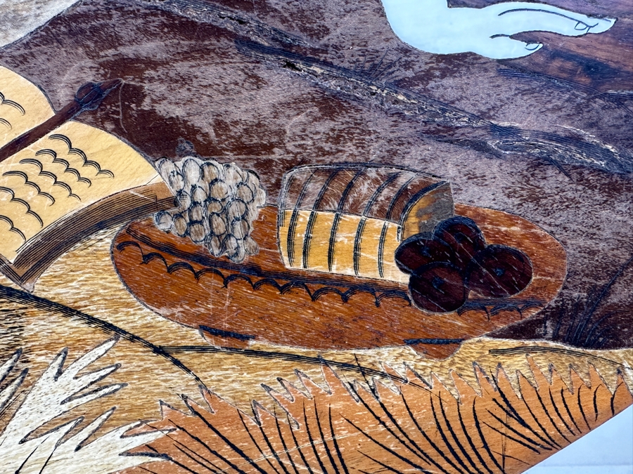 Stunning Wooden Inlay Marquetry Indian Wall Plaque 35W X 24H [Photo 7]