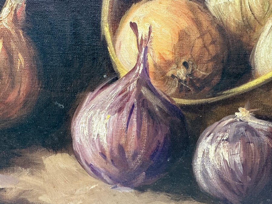 Original Still Life Oil Painting On Canvas Signed Lower Left Signature Illegible 23.5 X 16 Framed 28.5 X 21 [Photo 5]