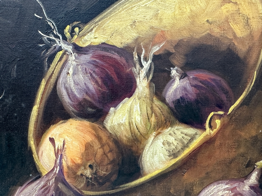 Original Still Life Oil Painting On Canvas Signed Lower Left Signature Illegible 23.5 X 16 Framed 28.5 X 21 [Photo 6]