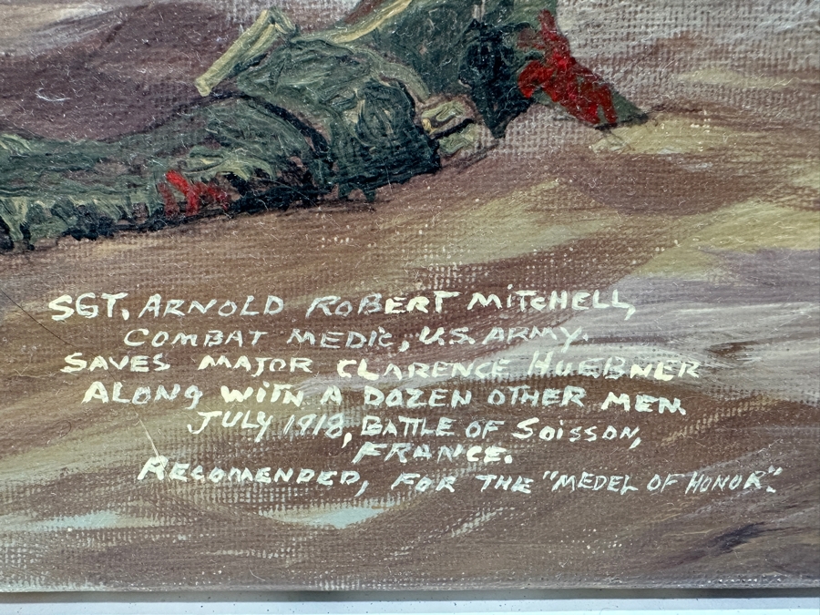 Original Painting By Richard W. DeRosset Reenacting Scene From The Battle Of Soisson July 1918 In France Titled “No Mans Land” - See Photos For Full Description Of Historical Painting 28 X 20 [Photo 4]