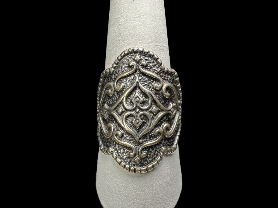 Pair Of Sterling Silver Rings Size 9 & 10 13.1g [Photo 3]