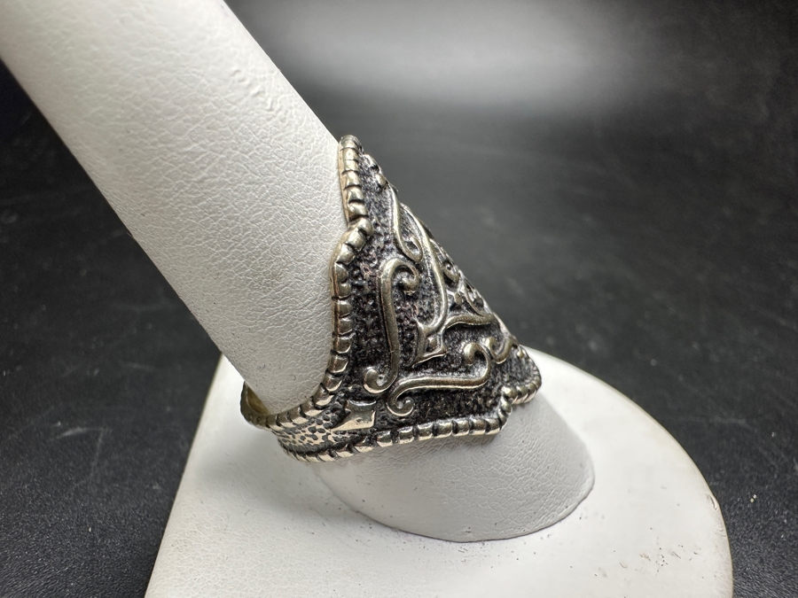 Pair Of Sterling Silver Rings Size 9 & 10 13.1g [Photo 7]