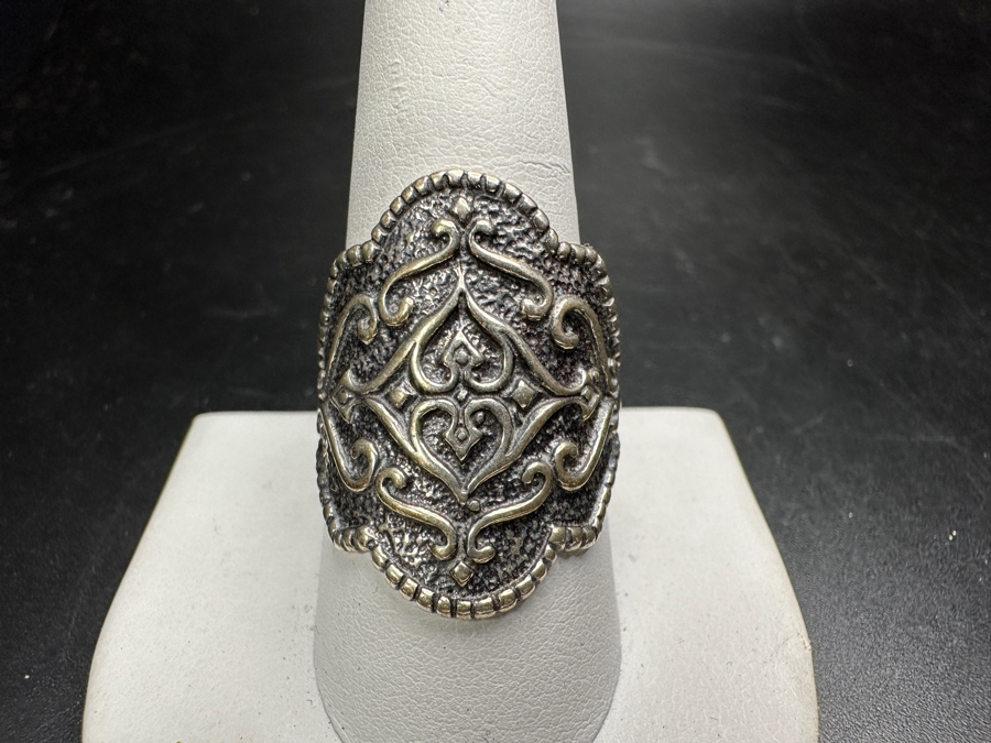 Pair Of Sterling Silver Rings Size 9 & 10 13.1g [Photo 6]