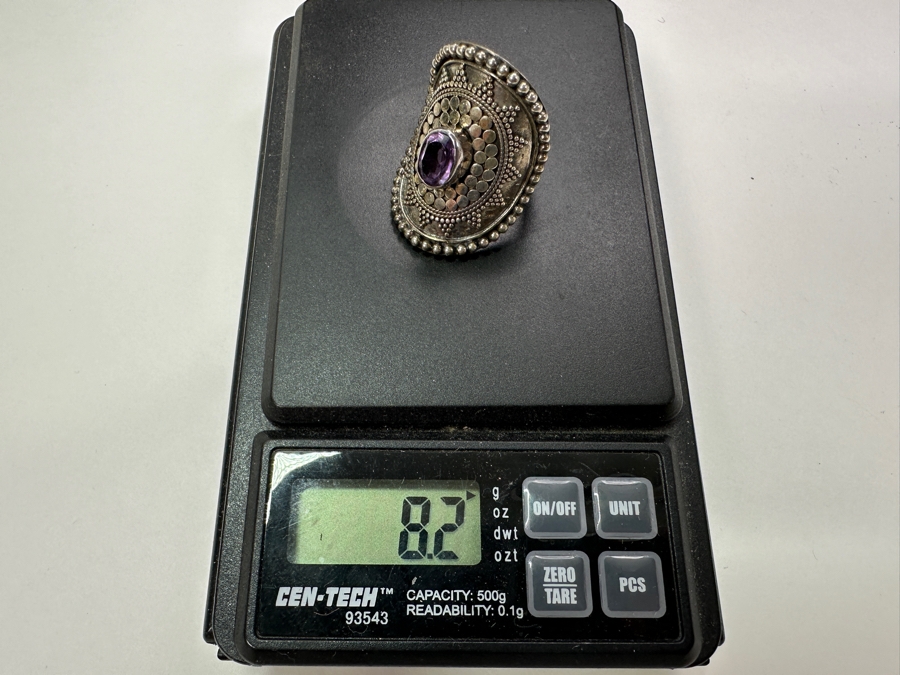 Sterling Silver Amethyst Ring Size 8.5 8.2g [Photo 5]