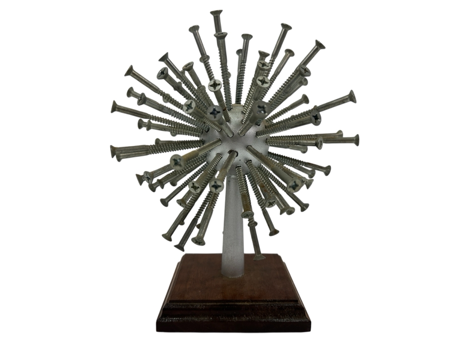 Spherical Screws Sculpture On Wooden Base 9H [Photo 1]