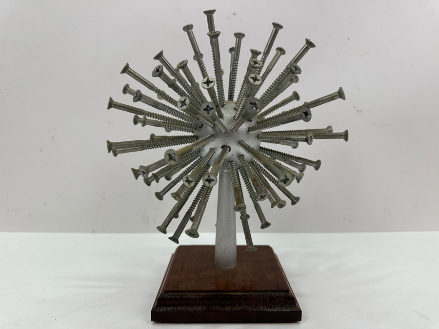 Spherical Screws Sculpture On Wooden Base 9H [Photo 2]