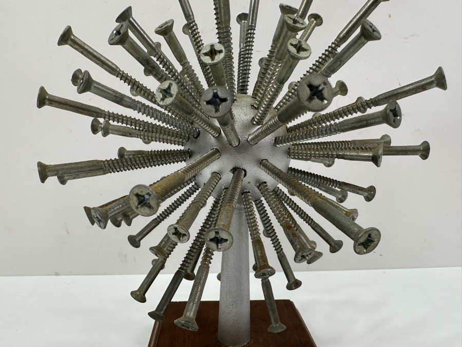 Spherical Screws Sculpture On Wooden Base 9H [Photo 3]