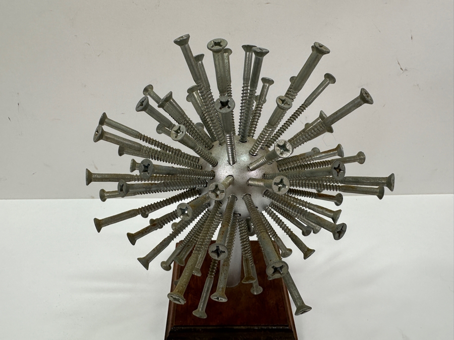 Spherical Screws Sculpture On Wooden Base 9H [Photo 4]