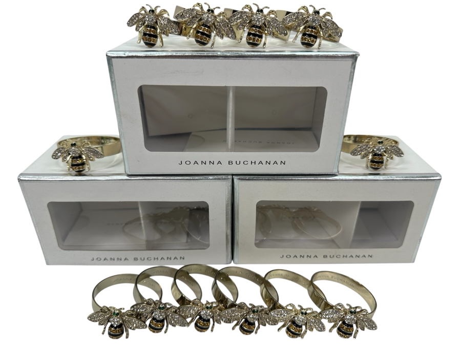 (12) Joanna Buchanan Stripey Bee Skinny Napkin Rings With Original Boxes [Photo 1]