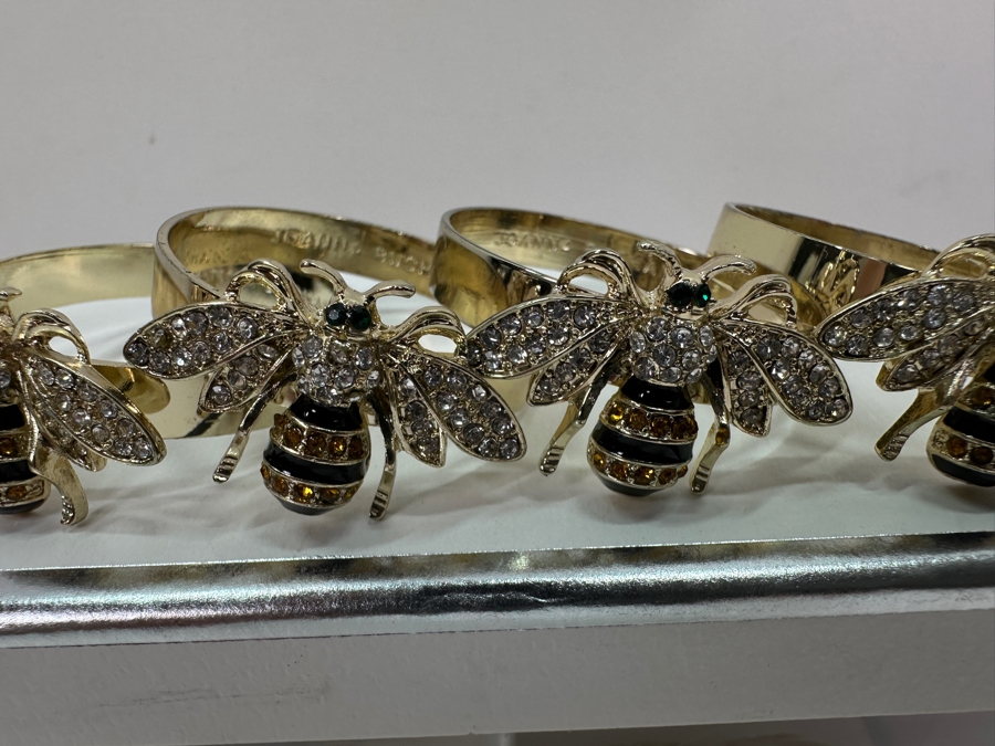(12) Joanna Buchanan Stripey Bee Skinny Napkin Rings With Original Boxes [Photo 4]
