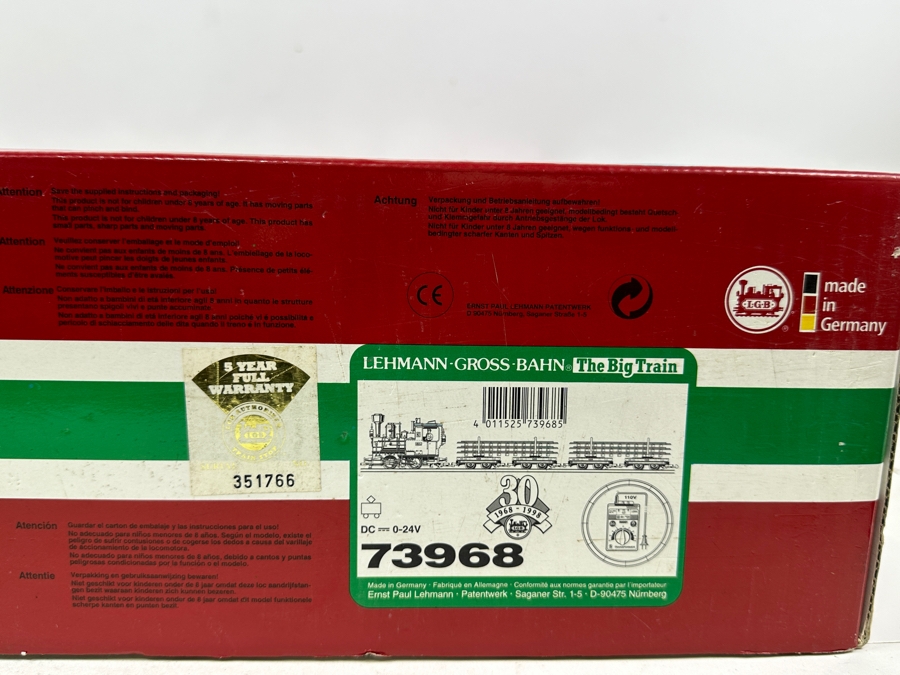 LGB Lehmann Gross Bahn The Big Train With Original Box: 30th Anniversary Starter Train Set - Possibly Never Used [Photo 7]