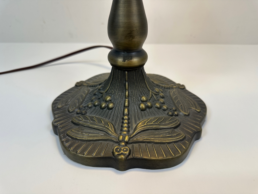 Tiffany Style Stained Glass Dragonfly Desk Lamp 14H [Photo 4]