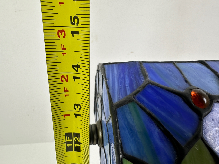 Tiffany Style Stained Glass Dragonfly Desk Lamp 14H [Photo 6]