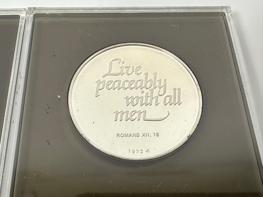 Pair Of 1972 & 1973 Limited Edition Franklin Mint Sterling Silver Proof Medals 49.74g Total Sterling Silver Weight [Photo 5]
