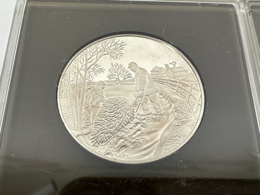 Pair Of 1972 & 1973 Limited Edition Franklin Mint Sterling Silver Proof Medals 49.74g Total Sterling Silver Weight [Photo 4]