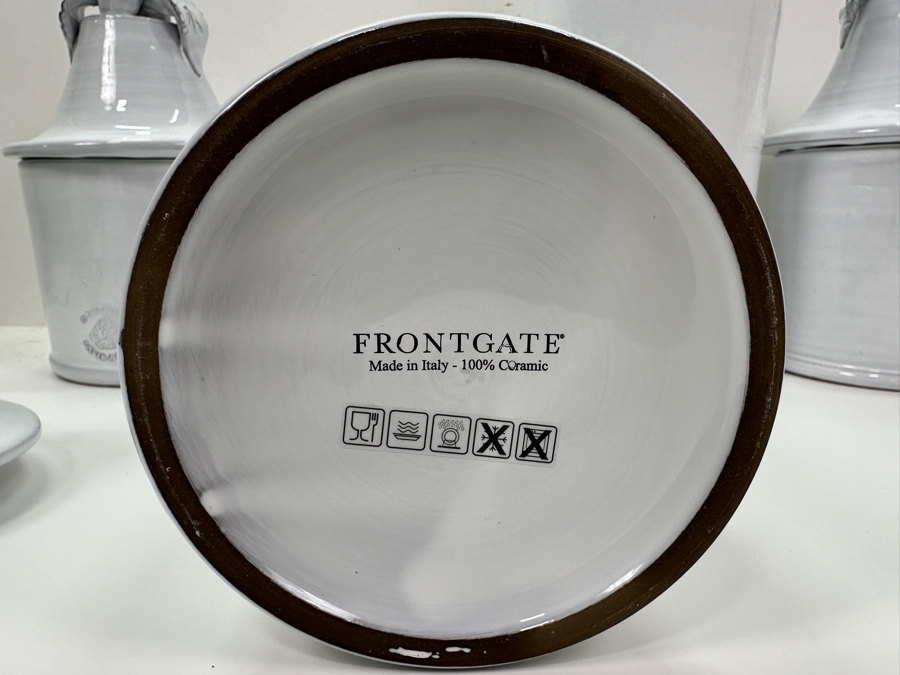 (4) Frontgate Italian White Ceramic Jars With Lids 11H To 16.5H [Photo 8]