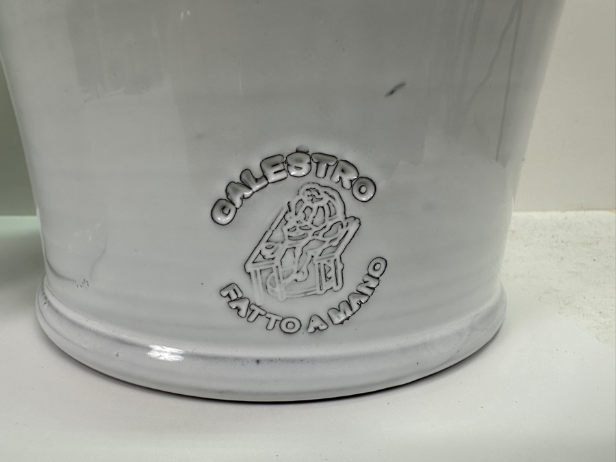 (4) Frontgate Italian White Ceramic Jars With Lids 11H To 16.5H [Photo 5]