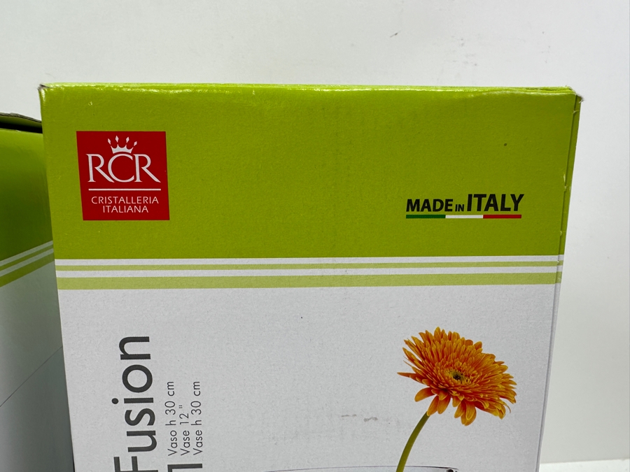 Pair Of Italian RCR Crystal Fusion 12' Vases With Original Boxes [Photo 3]