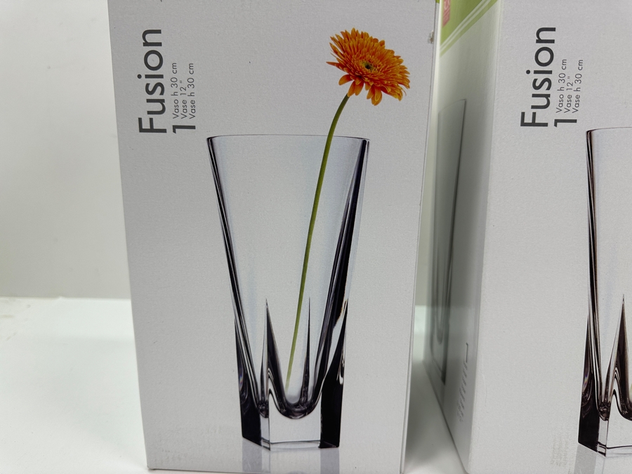 Pair Of Italian RCR Crystal Fusion 12' Vases With Original Boxes [Photo 2]