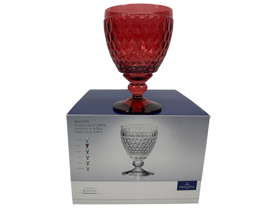 Just Added - New Villeroy & Boch Boston Crystal Water Goblets, 4 Glasses In Red [Photo 1]