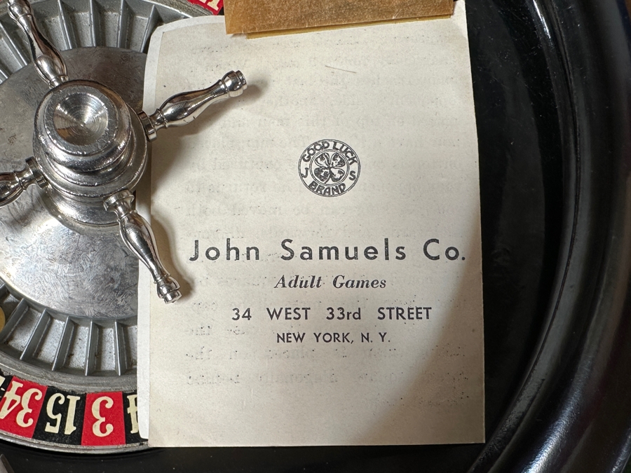 Just Added - Vintage John Samuels Co. J. S. Adult Games Good Luck Brand Portable Gambling Suitcase With Roulette Wheel, Poker, Chess, Checkers, Cards, Gambling Chips, Backgammon & More 20 X 19 X 5 [Photo 14]