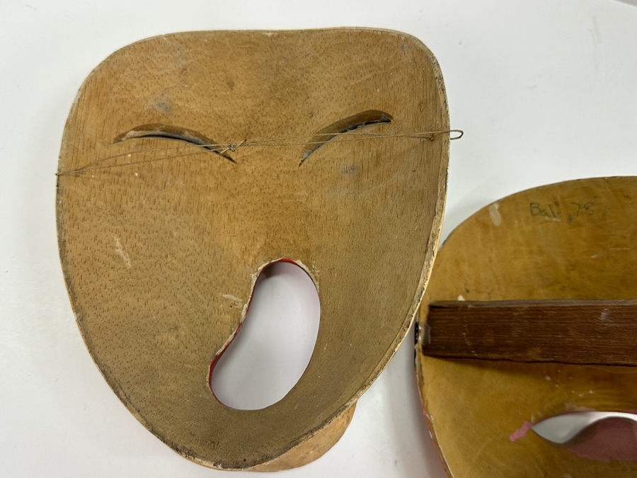 Just Added - Pair Of Vintage Japanese Masks & Carved Wooden Bali Indo Mask [Photo 9]