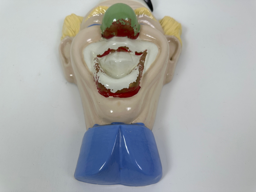 Just Added - Vintage Hand Painted Holland Mold Chalkware Happy Clown Face Wall Artwork 10W X 16H [Photo 5]