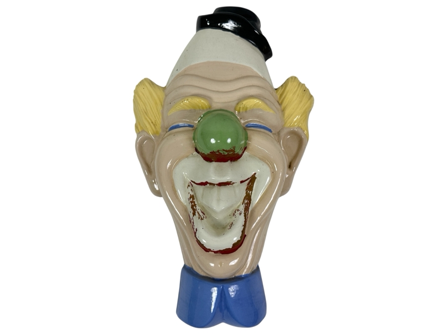 Just Added - Vintage Hand Painted Holland Mold Chalkware Happy Clown Face Wall Artwork 10W X 16H [Photo 1]