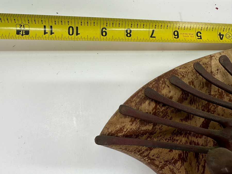 Just Added - Vintage 1972 Abstract Metal Sculpture On Wooden Base Signed Verso Lawes? 1972 10W X 16H X 4.5D [Photo 12]