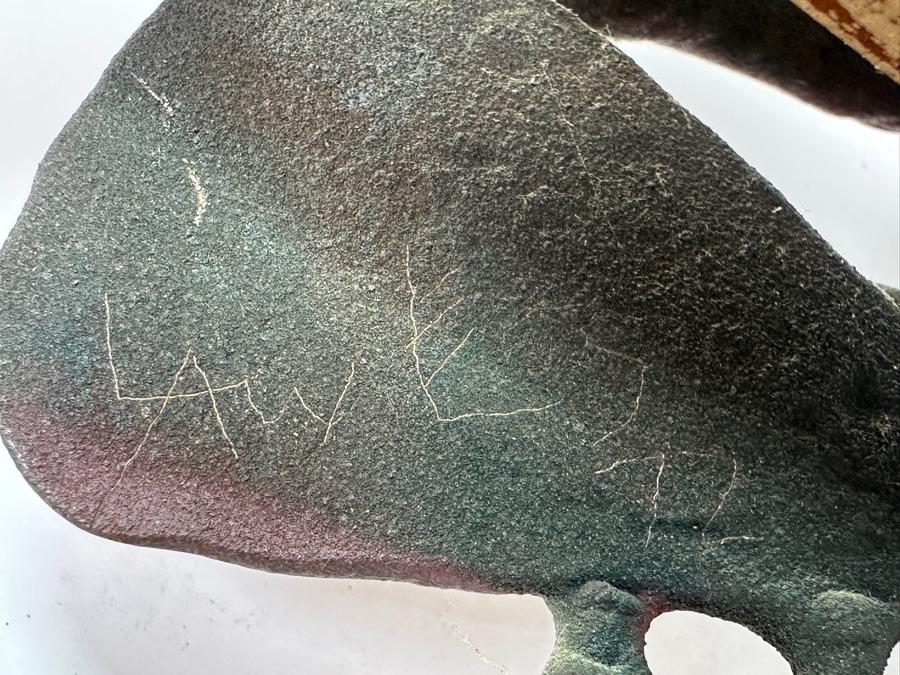 Just Added - Vintage 1972 Abstract Metal Sculpture On Wooden Base Signed Verso Lawes? 1972 10W X 16H X 4.5D [Photo 10]