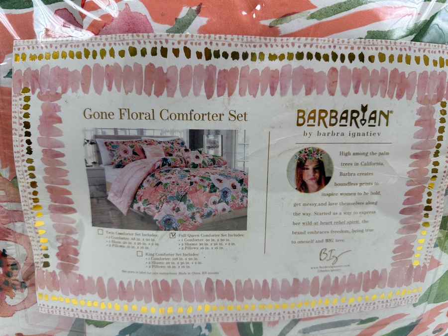 Just Added - New Barbarian By Barbara Ignatiev Gone Floral Comforter Set Full/Queen [Photo 5]
