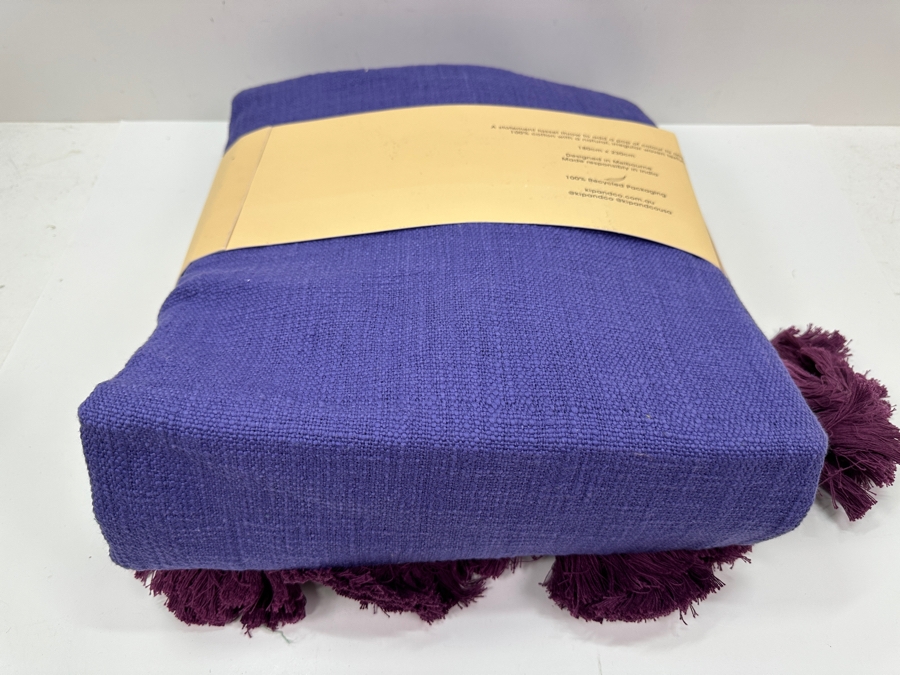 Just Added - New Kip & Co 100% Cotton Tassel Throw Designed In Melbourne / Made In India 180cm x 230cm Retails $175 [Photo 5]