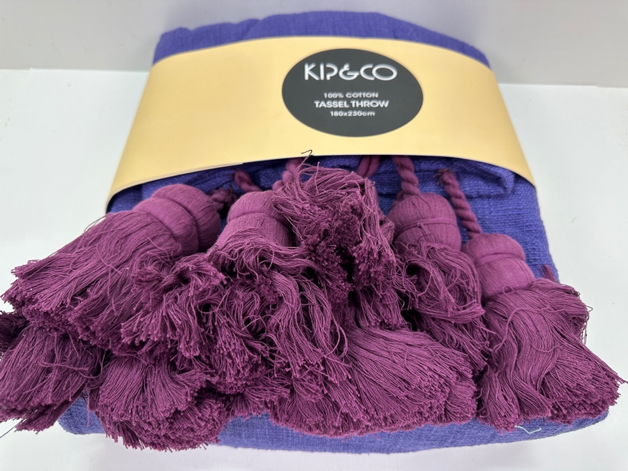 Just Added - New Kip & Co 100% Cotton Tassel Throw Designed In Melbourne / Made In India 180cm x 230cm Retails $175 [Photo 2]