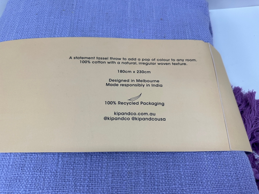 Just Added - New Kip & Co 100% Cotton Tassel Throw Designed In Melbourne / Made In India 180cm x 230cm Retails $175 [Photo 4]