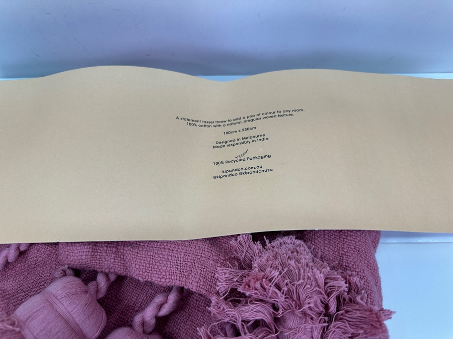 Just Added - New Kip & Co 100% Cotton Tassel Throw Designed In Melbourne / Made In India 180cm x 230cm Retails $175 [Photo 4]