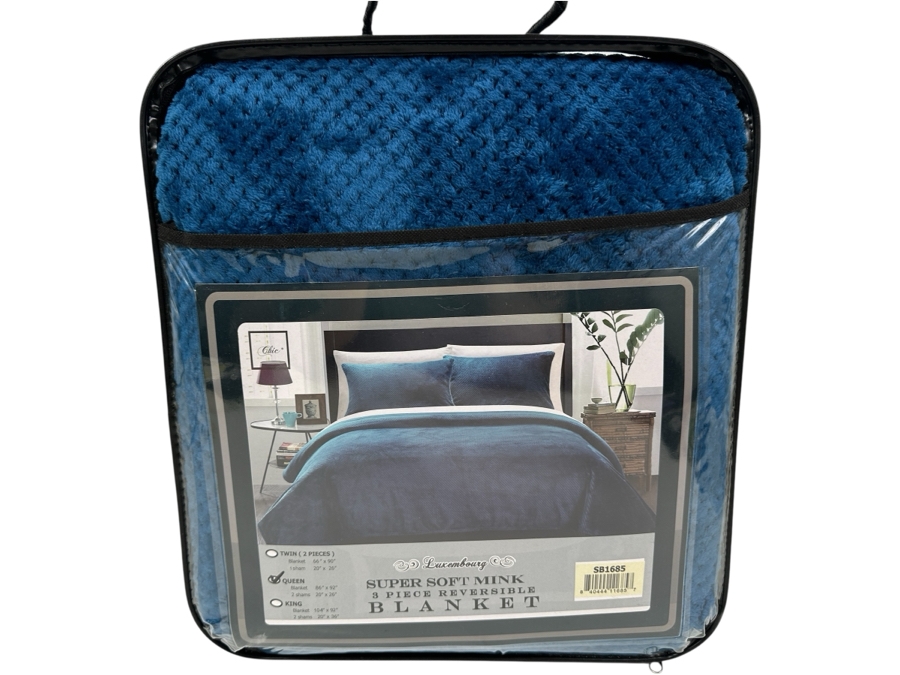 Just Added - New Luxembourg Super Soft Mink 3 Piece Reversible Blanket Queen