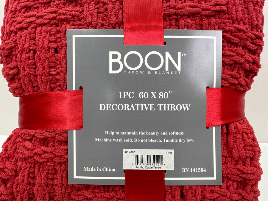 Just Added - New Boon Decorative Red Jumbo Cable Throw Blanket 60 X 80 [Photo 2]