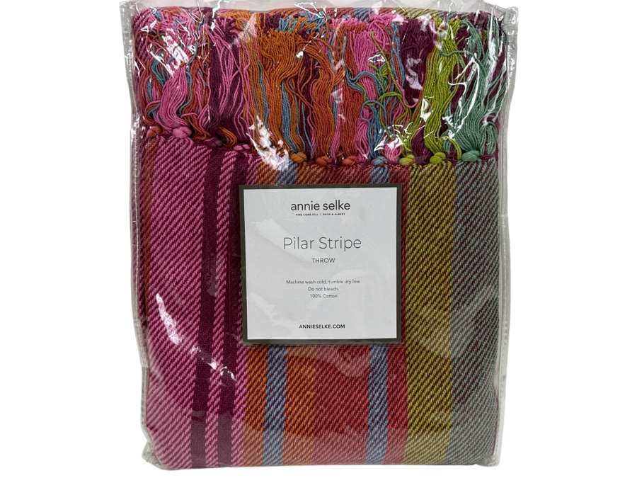 Just Added - New Annie Selke Pilar Stripe Throw Blanket 60 X 78