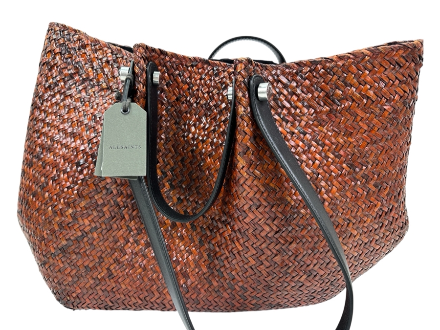 Just Added - New AllSaints Allington Straw Tote Retails $129