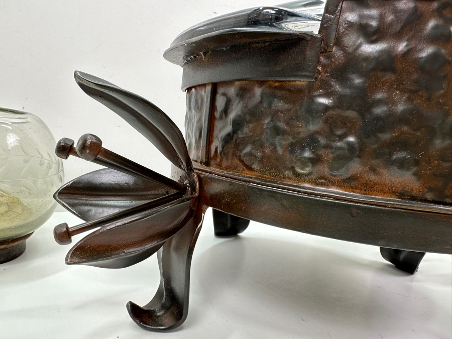 Just Added - New Jan Barboglio Forged Iron Chafer 17W, Pair Of Jan Barboglio Artisan Iron & Hand Blown Glass Bowls 6.5W & (4) Jan Barboglio Rosa Florero Glass Bowls For Floral Or Lighting 5W [Photo 11]