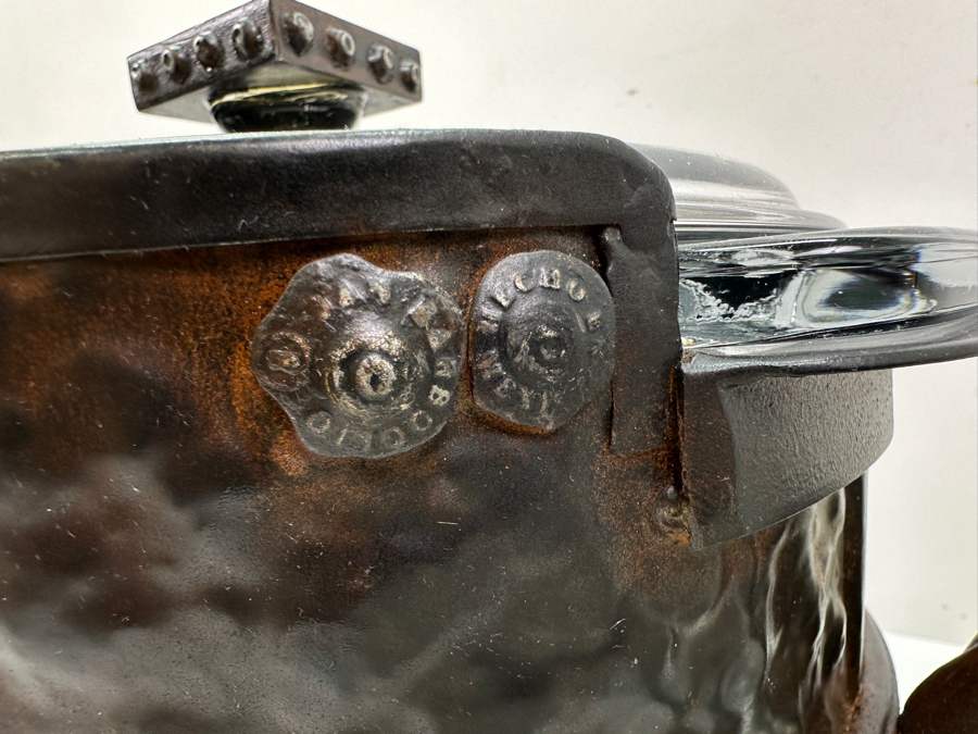 Just Added - New Jan Barboglio Forged Iron Chafer 17W, Pair Of Jan Barboglio Artisan Iron & Hand Blown Glass Bowls 6.5W & (4) Jan Barboglio Rosa Florero Glass Bowls For Floral Or Lighting 5W [Photo 5]