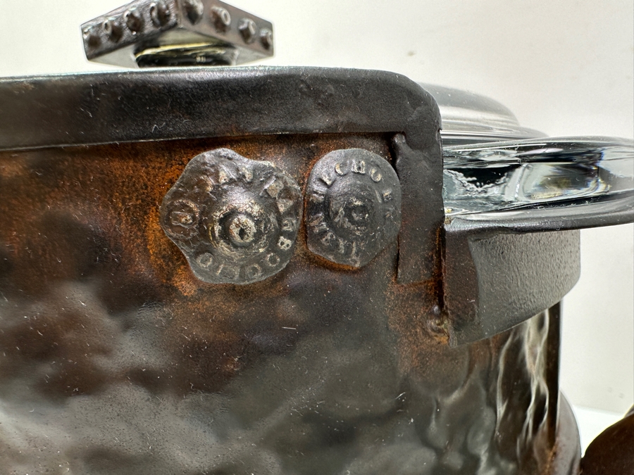 Just Added - New Jan Barboglio Forged Iron Chafer 17W, Pair Of Jan Barboglio Artisan Iron & Hand Blown Glass Bowls 6.5W & (4) Jan Barboglio Rosa Florero Glass Bowls For Floral Or Lighting 5W [Photo 6]