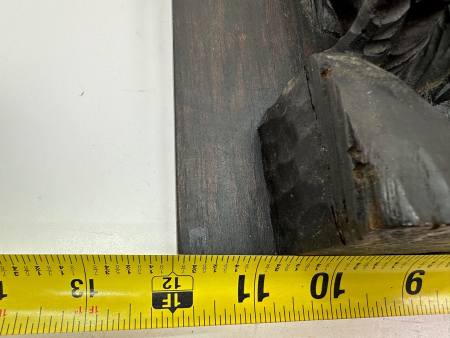 Just Added - Stunning Vintage 1953 Relief Carved Wooden Sculpture Of Jesus On The Cross Titled 'Pardonnez Leur' / 'Forgive Them' Signed Verso 12W X 19.5H X 7D [Photo 18]