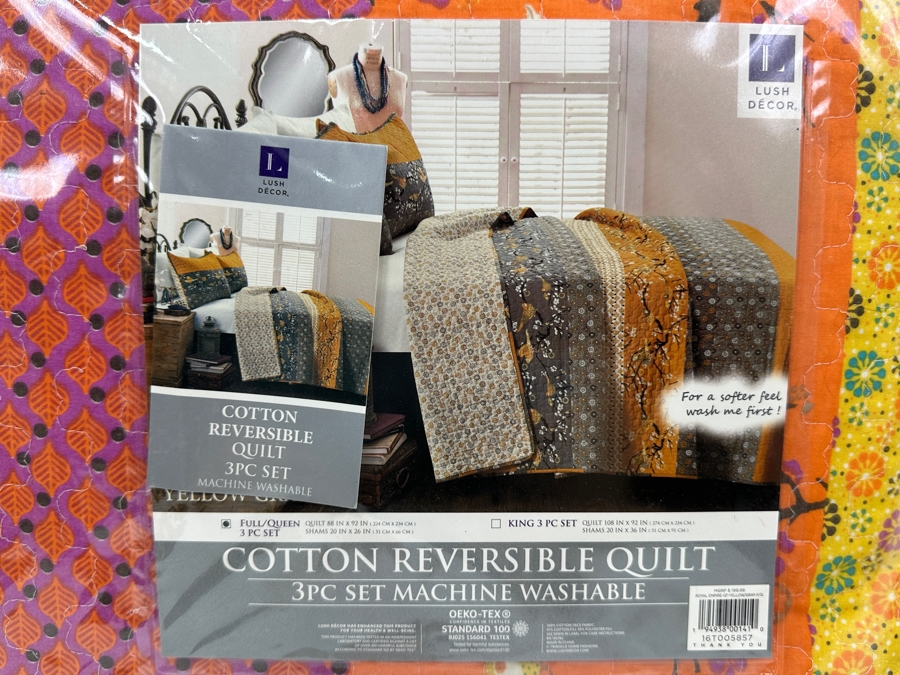 Just Added - New Lush Decor Cotton Reversible Quilt 3 Piece Set With Quilt & (2) Shams Full/Queen Retails $199 [Photo 2]