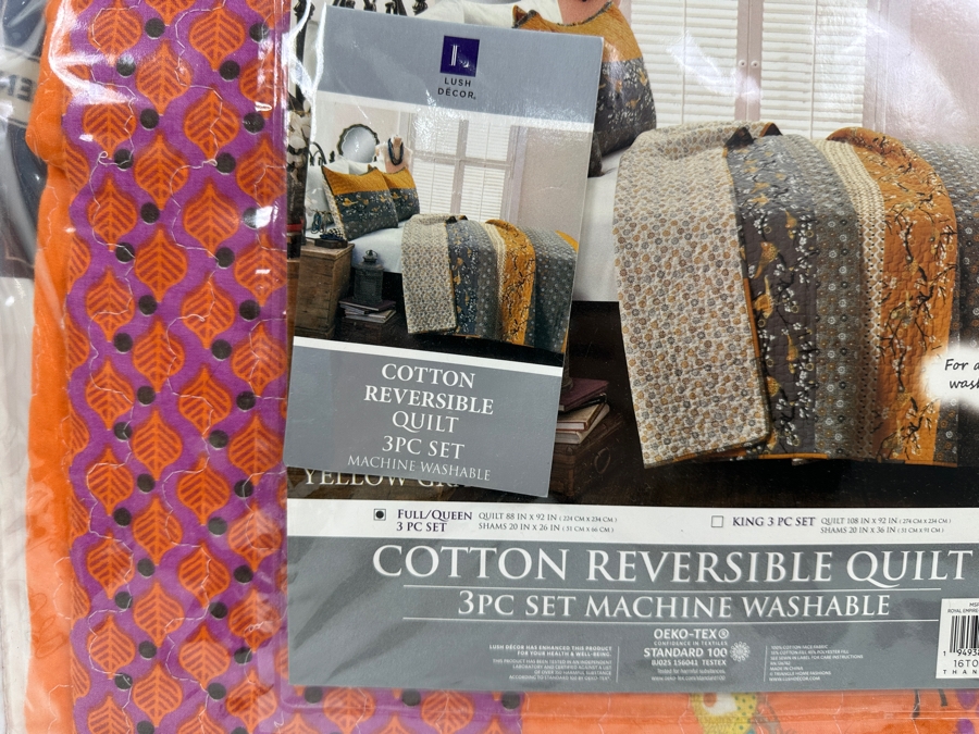 Just Added - New Lush Decor Cotton Reversible Quilt 3 Piece Set With Quilt & (2) Shams Full/Queen Retails $199 [Photo 5]