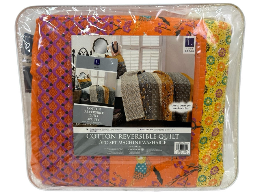 Just Added - New Lush Decor Cotton Reversible Quilt 3 Piece Set With Quilt & (2) Shams Full/Queen Retails $199 [Photo 1]