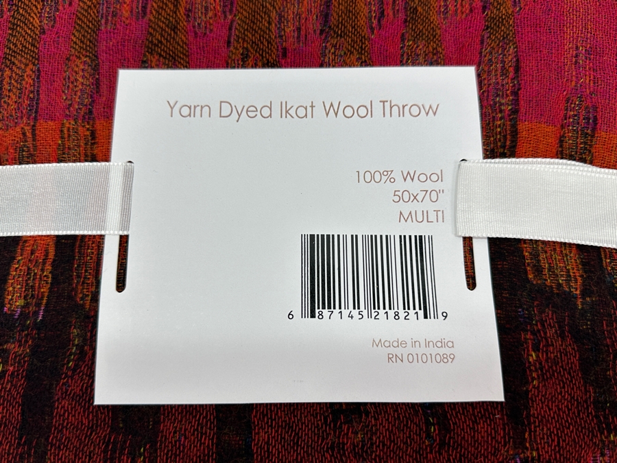 Just Added - New Melange Home 100% Wool Yarn Dyed Ikat Wool Throw 50 X 70 [Photo 2]